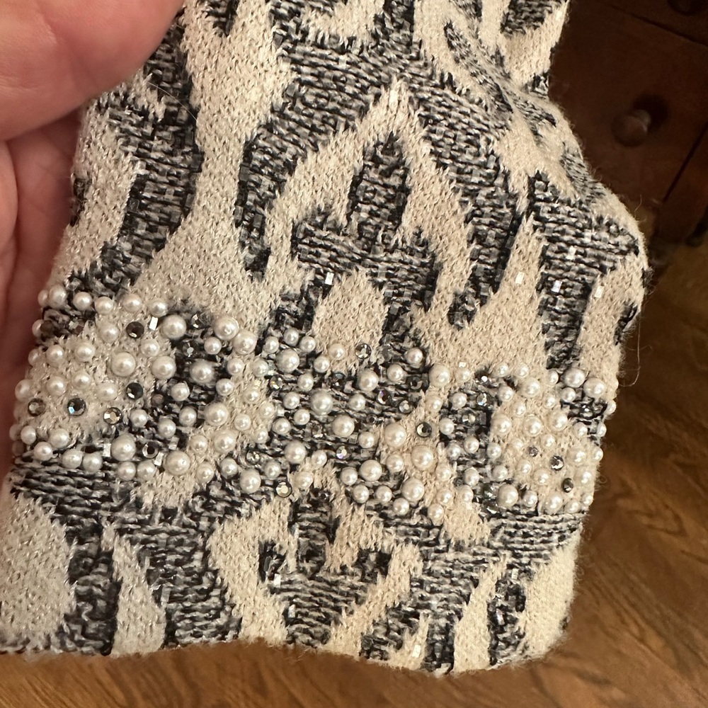 St. John Black and White Patterned Knit Blazer Sz 4 - Picture 2 of 4